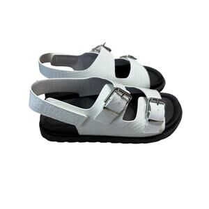 Union Bay VegaSport Sandals Women 8 White Black Chunky Platform Faux Leather